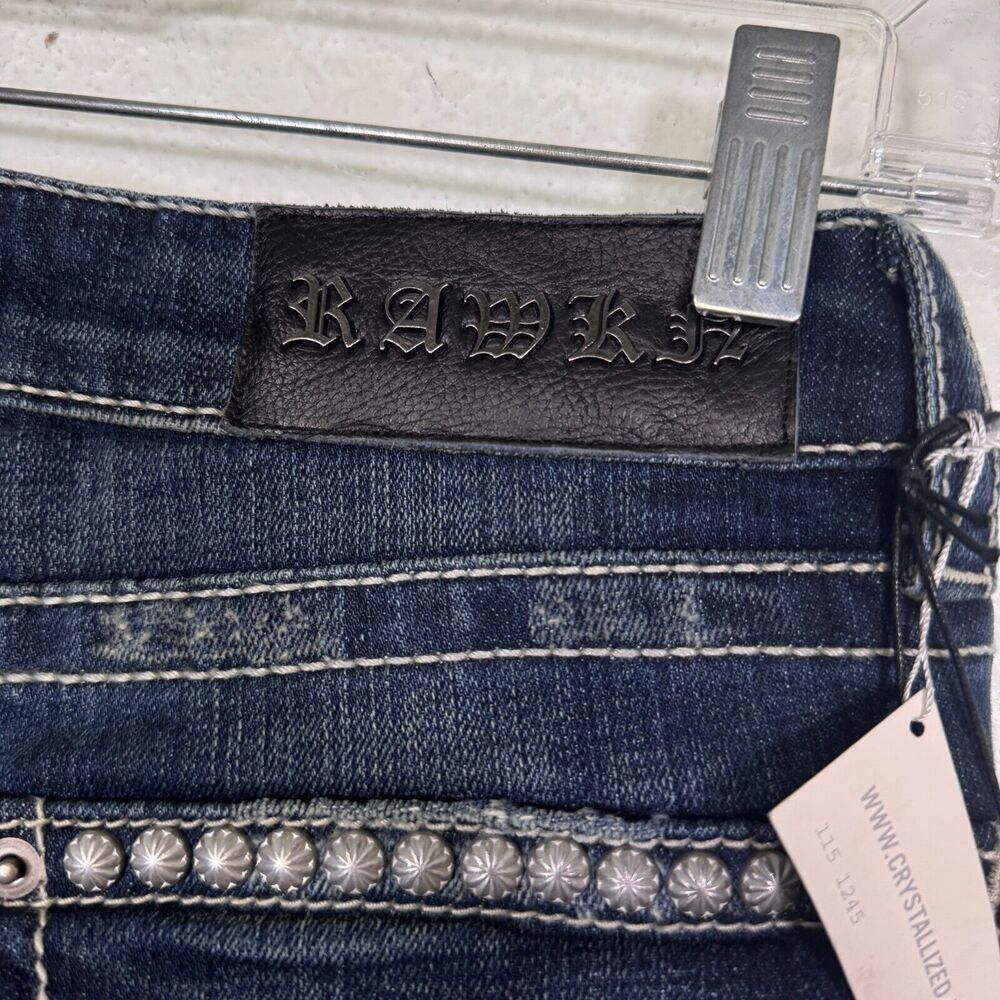 Rawkn Y2K Jeans Women 26 Hamsa Hand Swarovski Crystal Rhinestone KeyCloset Denim - Picture 12 of 16